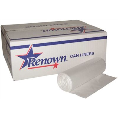 Renown Can Liner, 15 Gal., 8 Mic, High-Density, Natural, 24" X 33", 1000/Case