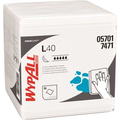 WYPALL L40 White Disposable Cleaning Drying Towels Limited Use (18-Packs/Case, 56-Sheets/Pack, 1,008-Sheets Total)