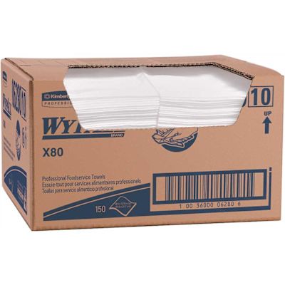 WYPALL X80 White Foodservice Towels Extended Use Cloths with Anti-Microbial Treatment (1-Box, 150 Sheets)