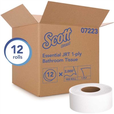 Scott 1-Ply White Jumbo Roll (JR) Commercial Toilet Paper (12-Rolls/Case, 2,000 ft./Roll)