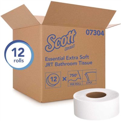 Scott 2-Ply White Jumbo Toilet Paper with High Capacity JRT Commercial Toilet Paper (750 ft./Roll, 12-Rolls/Case)