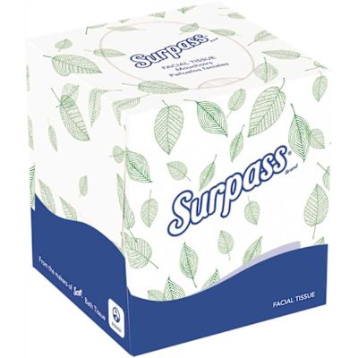 Surpass Boutique Facial Tissue Cube 2-Ply White Unscented (90 Face Tissue/Box, 36 Boxes/Case)