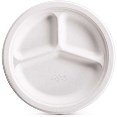 Chinet Vestry 10.25 in. 3-Compartment White Paper Plate (125 per Pack)