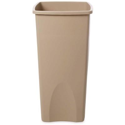 Rubbermaid Commercial Products Untouchable 23 Gal. Beige Square Trash Can