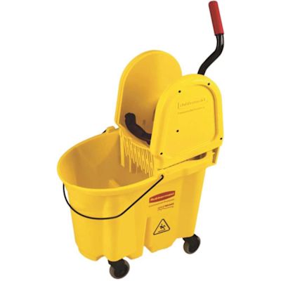 Rubbermaid Commercial Products Wave Brake 35 Qt. Yellow Down-Press Combo Mop Bucket and Wringer System