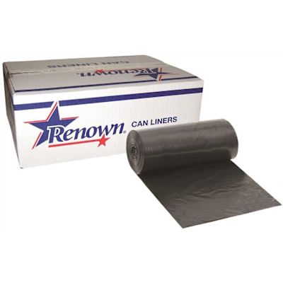 Renown Can Liner, 10 Gal., 8 Mic, High Density Black 24" X 24" ,100/Case