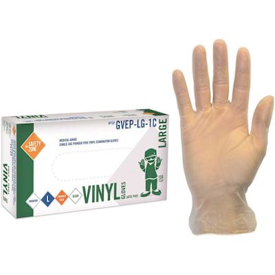 THE SAFETY ZONE X-Large Clear Disposable Vinyl Exam Gloves Powder-Free Bulk 1000 (10-Pack of 100-Count)