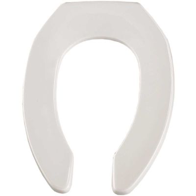 BEMIS Never Loosens Elongated Commercial Plastic Open Front Toilet Seat in White