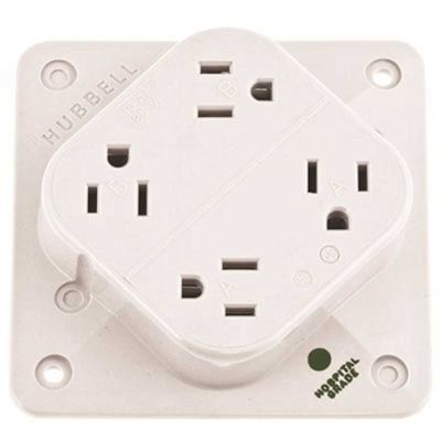HUBBELL WIRING 20 Amp 125-Volt 5-20R 4-Plex Hospital Grade Receptacle, White