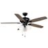 Seasons Wickford 52" Matte Black Indoor Ceiling Fan With Light and Reversible Matte Black/Natural Oak Blades (5-Blade)