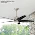 Seasons Vega 54" Brushed Nickel Remote Controlled Indoor/Outdoor Ceiling Fan With Light and Matte Black Blades (5-Blade)