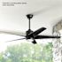 Seasons Vega 54" Matte Black Remote Controlled Indoor/Outdoor Ceiling Fan With Light And Matte Black Blades (5-Blade)