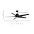 Seasons Vega 54" Matte Black Remote Controlled Indoor/Outdoor Ceiling Fan With Light And Matte Black Blades (5-Blade)