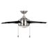 Seasons Bryza 44" Brushed Nickel Indoor Ceiling Fan With Light and Matte Black Blades (5-Blade)