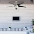 Seasons Bryza 52" Brushed Nickel Indoor/Outdoor Ceiling Fan With Light and Matte Black Blades (5-Blade)