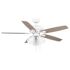 Seasons Wickford 52" Matte White Indoor Ceiling Fan With Light and Reversible Matte White/Bleached Elm Blades (5-Blade)