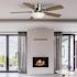 Seasons Callistoga 44" Brushed Nickel Indoor Ceiling Fan With Light and Reversible Dark Maple/Matte Black Blades (5-Blade)
