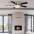 Seasons Callistoga 44" Brushed Nickel Indoor Ceiling Fan With Light and Reversible Dark Maple/Matte Black Blades (5-Blade)