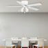Seasons Montara 52" Matte White Indoor Ceiling Fan With Light and Reversible Natural Washed Oak/Matte White Blades (5-Blade)