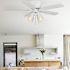 Seasons Cabrillo 42" Matte White Indoor Ceiling Fan With Light and Reversible Natural Washed Oak/Matte White Blades (5-Blade)