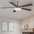Seasons Bonita 52" Brushed Nickel Indoor Ceiling Fan With Light and Reversible Walnut/Maple Blades (5-Blade)