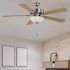 Seasons Bonita 52" Brushed Nickel Indoor Ceiling Fan With Light and Reversible Walnut/Maple Blades (5-Blade)