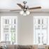Seasons Ryedale 42" Brushed Nickel Indoor Ceiling Fan With Light and Reversible Dark Maple/Matte Black Blades (4-Blade)