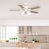 Seasons Torrena 42" Matte White Indoor Ceiling Fan With Light and Reversible Natural Washed Oak/Matte White Blades (5-Blade)