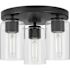 Progress Lighting Cofield 3-Light Flush Mount, 12", Matte Black, Clear