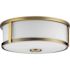 Progress Lighting Gilliam 2-Light Flush Mount, 12.6", Vintage Brass, Frosted