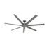 Hunter Fan 72" Downtown Ceiling Fan, Damp Rated, Matte Silver