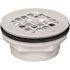 Oatey Round No-Caulk White PVC Shower Drain with 4-1/4 in. Round Snap-In Stainless Steel Drain Cover