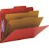 Smead Pressboard Classification Letter Folder 6-Section, Bright Red (10-Box)