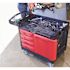 Rubbermaid Commercial Products 26.25 in. x 49 in. x 38 in. 4-Drawers Small Utility Cart in Red/Black with Cabinet