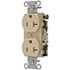 HUBBELL WIRING HUBBELL COMMERCIAL GRADE DUPLEX RECEPTACLE, 20 AMP, IVORY