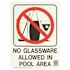 HY-KO Water Safety No Glassware Allowed in Pool Sign