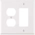 Leviton 2-Gang White 1-Decora/Rocker/1-Duplex Outlet/Receptacle Nylon Midway/Midsize Wall Plate (1-Pack) PJ826-W