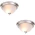 Commercial Electric 13 in. 2-Light Brushed Nickel Flush Mount with Frosted Glass Shade (2-Pack)