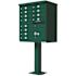 Florence USPS Delivery Pedestal Mounted vital Cluster Box Unit with 12 Mailboxes, 1 Parcel Locker in Forest Green