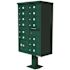 Florence USPS Delivery Pedestal Mounted vital Cluster Box Unit with 13 Mailboxes, 1 Parcel Locker in Forest Green