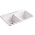 KOHLER Brookfield White Cast Iron 33 in. 4-Hole Double Bowl Drop-in Kitchen Sink