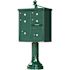 Florence USPS Delivery Pedestal Mounted vogue Traditional Cluster Box Unit with 4 Mailboxes, 2 Parcel Lockers in Forest Green