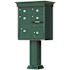 Florence USPS Delivery Pedestal Mounted vogueâ„¢ Classic Cluster Box Unit with 4 Mailboxes, 2 Parcel Lockers in Forest Green