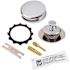Universal NuFit Push Pull Bathtub Stopper with Grid Strainer, Innovator Overflow Silicone, Two Pins Kit in Chrome Plated