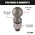 CURT 2-5/16" Trailer Hitch Tow Ball (1-1/4" x 2-5/8" Shank, 30,000 lbs., Raw Steel)