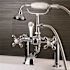Aqua Eden Cross 3-Handle Deck-Mount High-Risers Claw Foot Tub Faucet with Handshower in Polished Chrome