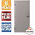 36 in. x 80 in. Fire-Rated Gray Right-Hand Flush Steel Prehung Commercial Door with Welded Frame, Deadlock and Hardware
