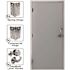 36 in. x 84 in. Fire-Rated Gray Right-Hand Flush Steel Prehung Commercial Door with Welded Frame, Deadlock and Hardware