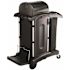 Executive Janitorial Black Plastic Cleaning Cart with Doors and Hood - High-Security