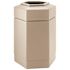 PolyTec 30 Gal. Beige Hex Trash Can with Open Top Lid